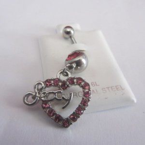 Brand NEW Belly Button Jewelry Sexy Heart Dangling from Surgical Steel Barb